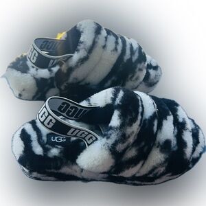 UGG Women Black & White Zebra Plush One-Piece Footies